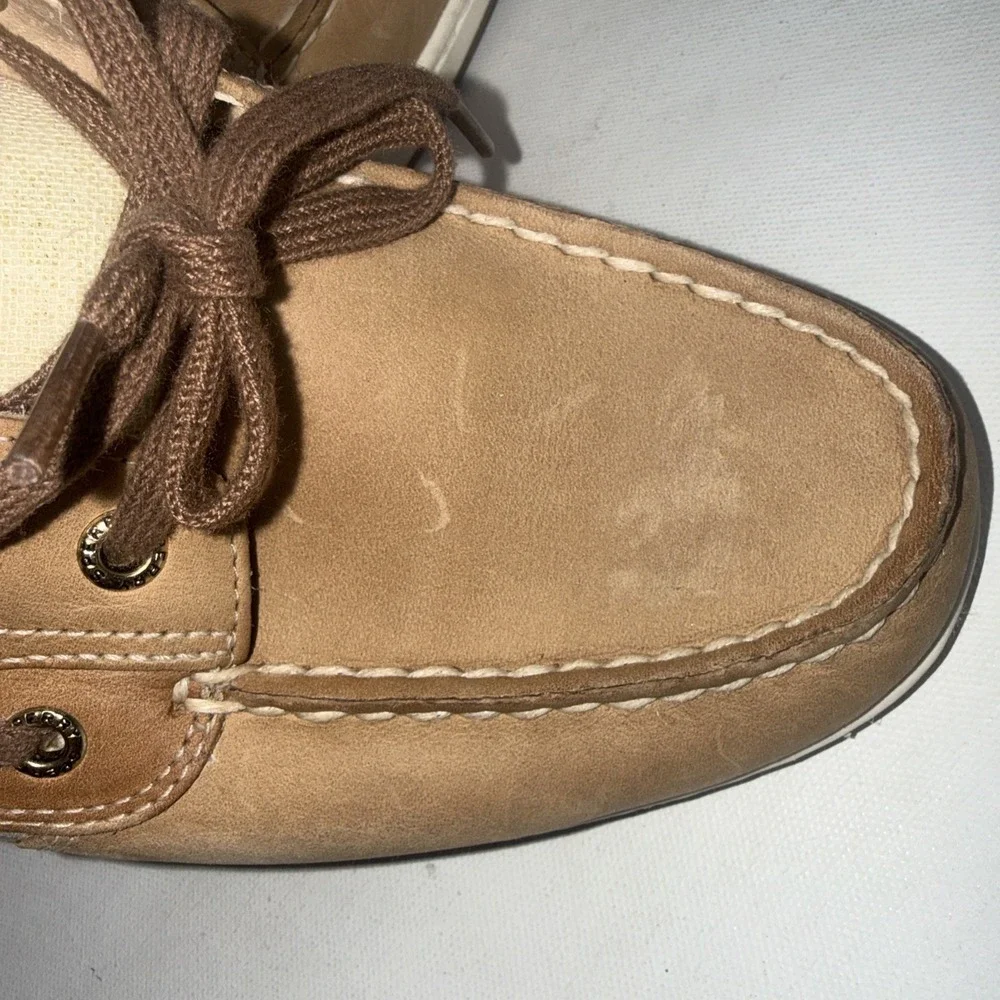 Sperry Bluefish Boat Shoes Linen Tan Old‎ Money Classic Loafers Women's Size 10